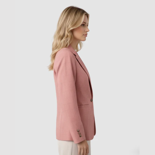 Women’s Tailored Blazer with Notched Lapel and One-Button Closure