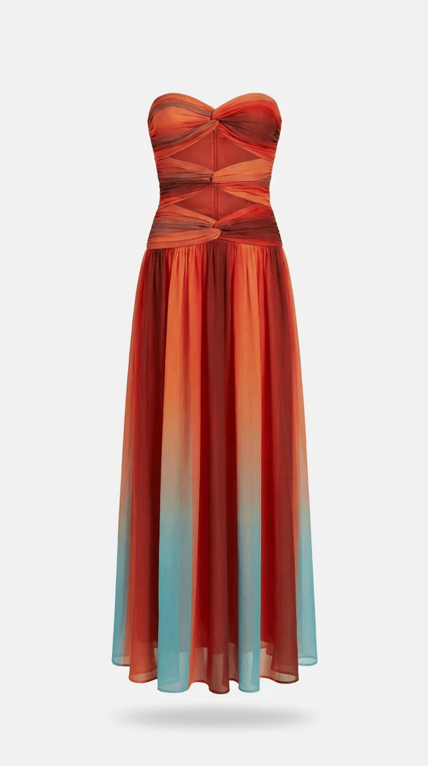 Women’s Multicolor Ombre Maxi Dress with Elegant Cut-Outs
