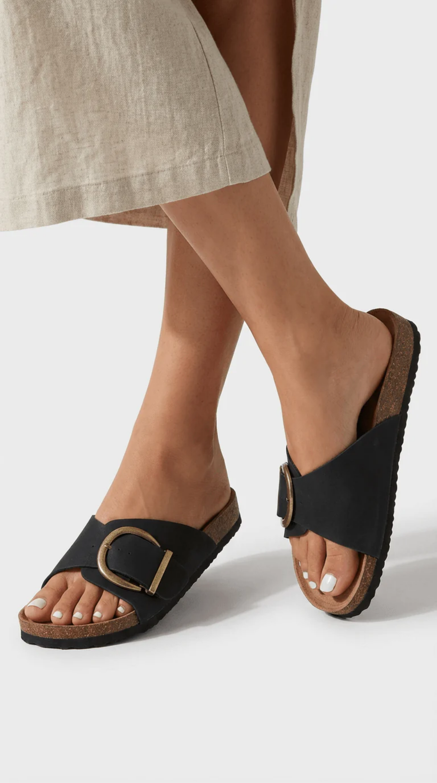 Women’s slide sandal with decorative buckle