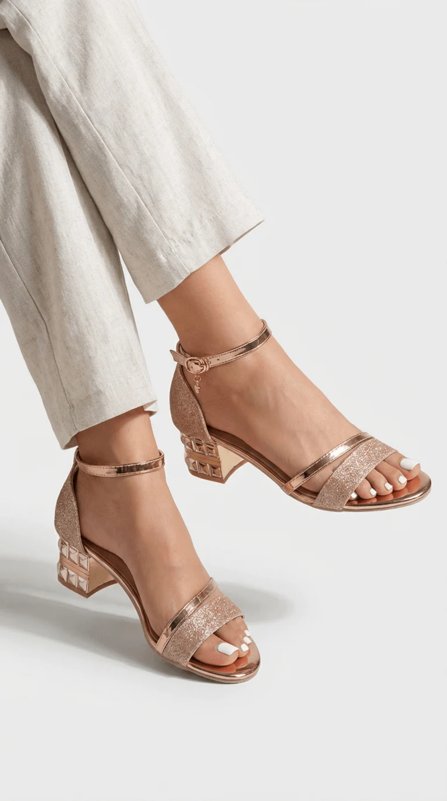 Women’s Block Heel Sandals with Ankle Strap – Modern Elegance