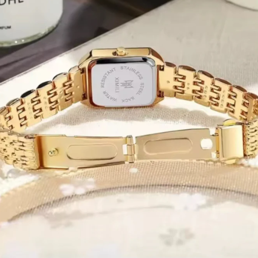 Women’s Rectangle Bracelet Watch – Gold-Tone Metal & Minimal Dial (Quartz)