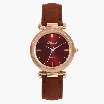 Women’s Watch – Rose-Gold-Tone Case & Leather-Look Strap (Quartz)
