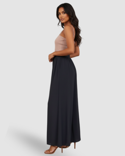 Wide-leg, flowing trousers with a high elasticated waist and drawstring