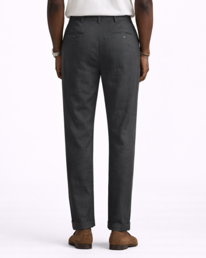 Men’s straight-leg linen trousers with classic waist