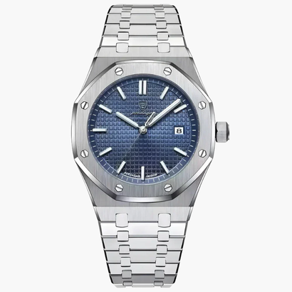 Men’s Analog Watch with Geometric Case, Textured Dial and Date Display
