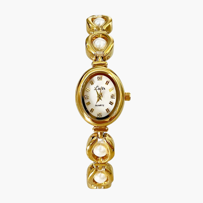Women’s Oval Bracelet Watch with Decorative Link Design