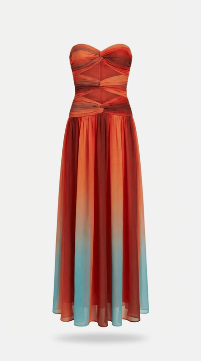 Gradient Maxi Dress Women – Ombre Cut-Out & Figure-Flattering Silhouette, Cocktail Beach Evening
