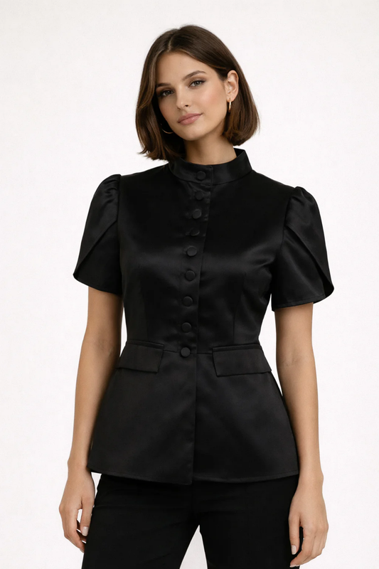 Women’s structured high-neck blouse