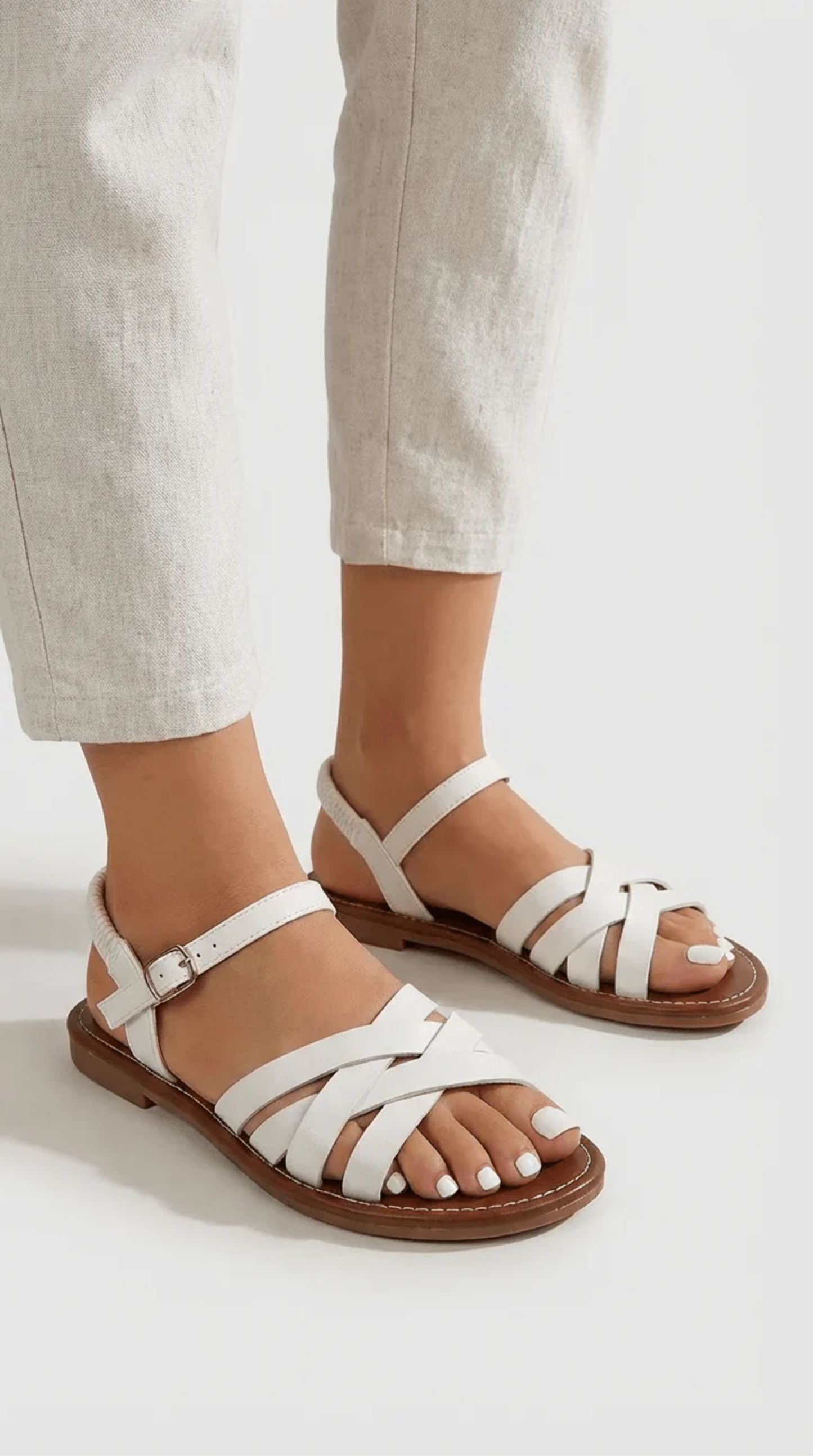 Cross-Strap Sandals Women – Adjustable Ankle Strap & Open Toe, Patio Season Summer Comfort Canada