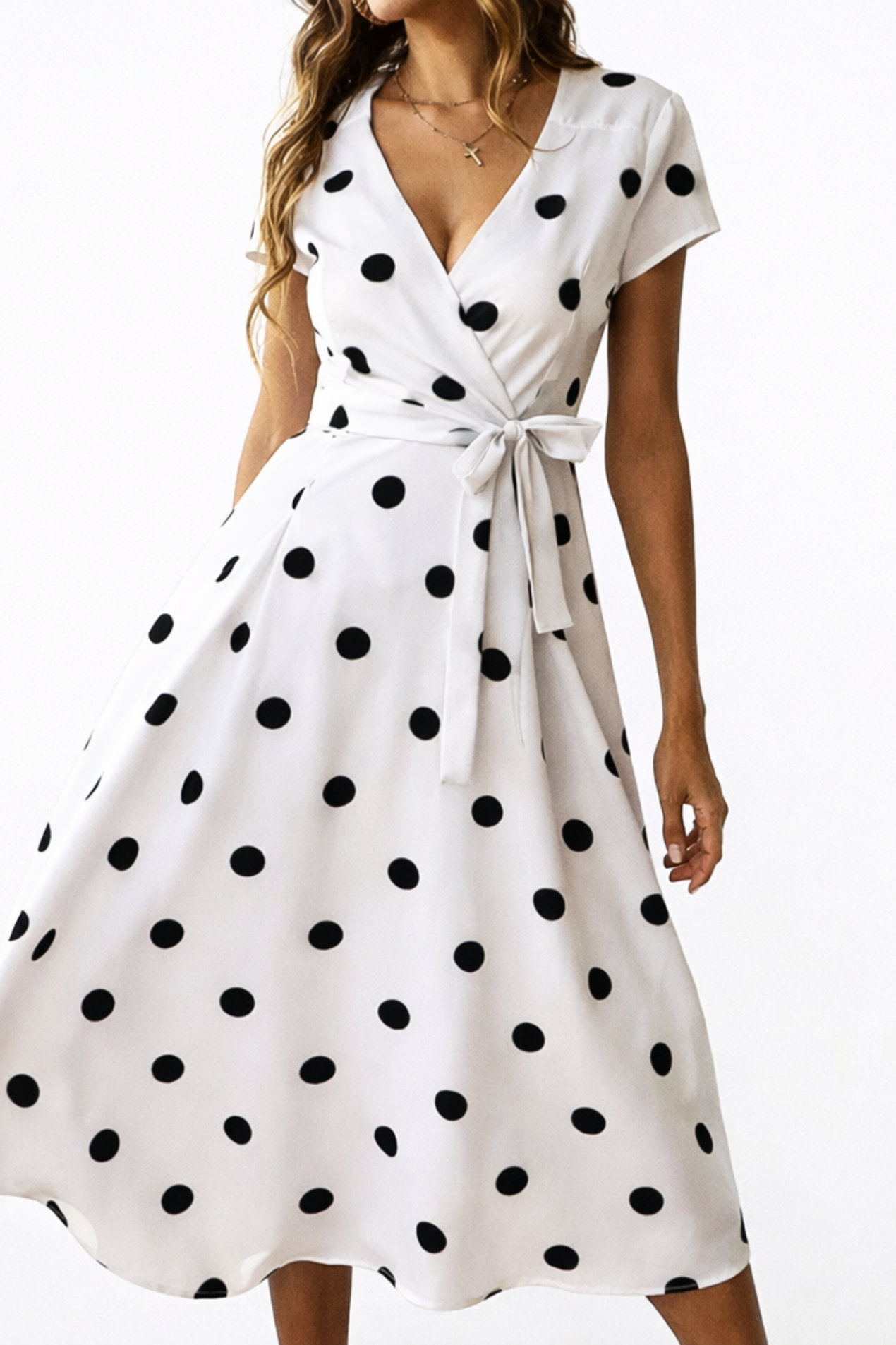 Polka Dot Midi Dress Women – Fluid Silhouette & Classic Print, Summer Garden Party Elegant