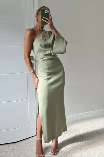 One-Shoulder Maxi Dress Women – Asymmetric Neckline & Side Slit, Summer Wedding Guest Canada