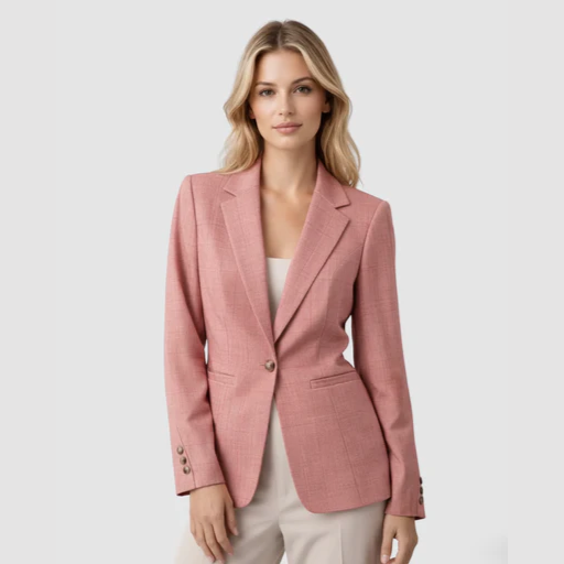 Women’s Tailored Blazer with Notched Lapel and One-Button Closure