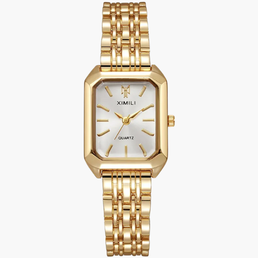 Women’s Rectangle Bracelet Watch – Gold-Tone Metal & Minimal Dial (Quartz)