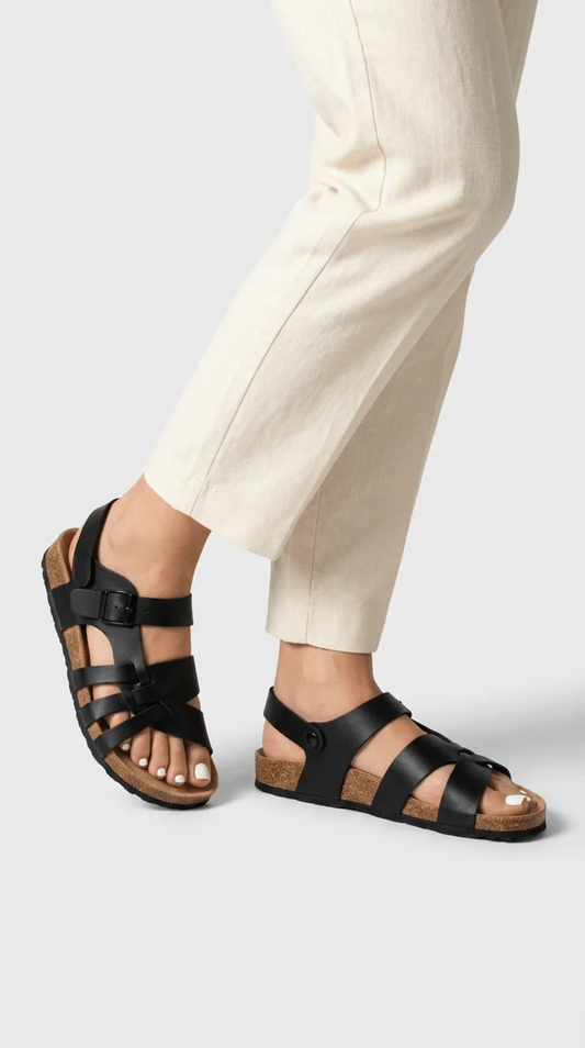 Women's ergonomic sandal with multiple straps