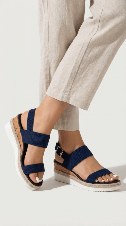 Platform Elastic Strap Sandals Women – Stretch Fit & Chunky Sole, Patio Season All-Day Comfort