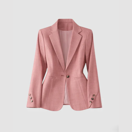 Women’s Tailored Blazer with Notched Lapel and One-Button Closure