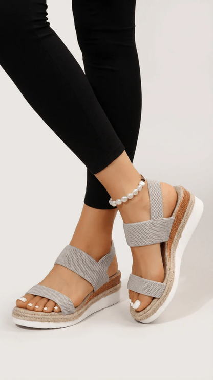 Platform Elastic Strap Sandals Women – Stretch Fit & Chunky Sole, Patio Season All-Day Comfort