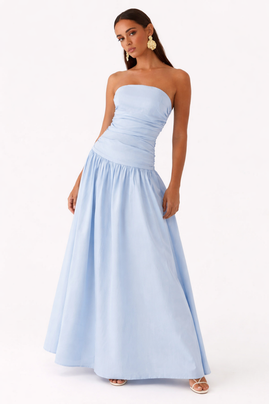 Strapless flowing maxi dress