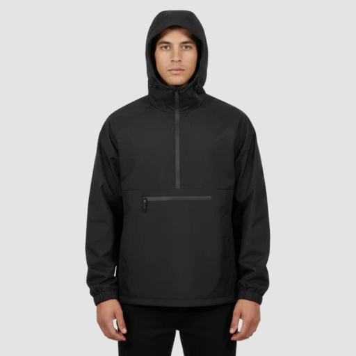 Men’s Hooded Anorak Jacket – Half-Zip