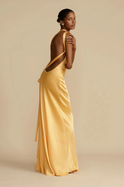 One-Shoulder Satin Maxi Dress Women – Asymmetric Drape & Floor-Length, Summer Wedding Guest Gown Canada