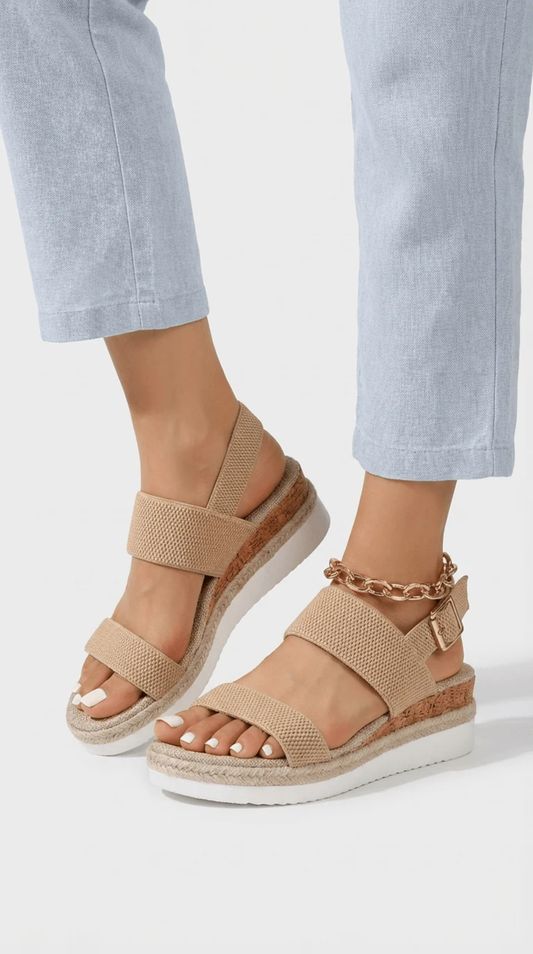 Women’s platform sandal with elastic straps