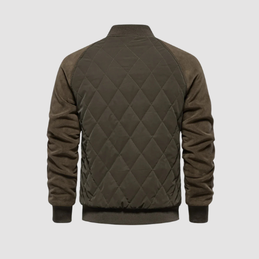 Men’s Mid-Season Quilted Jacket with Stand Collar and Snap-Button Closure