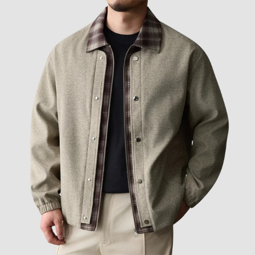 Men’s Mid-Season Zip-Up Jacket with Shirt Collar