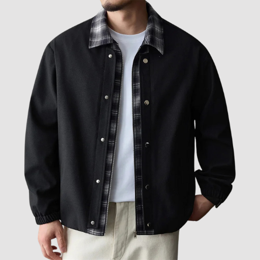 Men’s Mid-Season Zip-Up Jacket with Shirt Collar