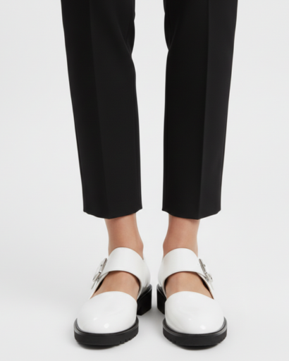 Mary Jane shoes with buckle and Derby-style notched sole