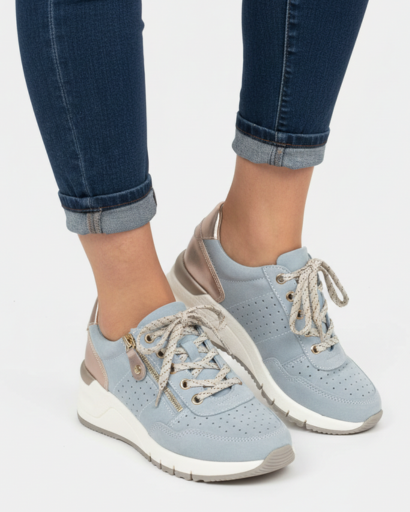 Wedge sneakers with metallic details and side zip