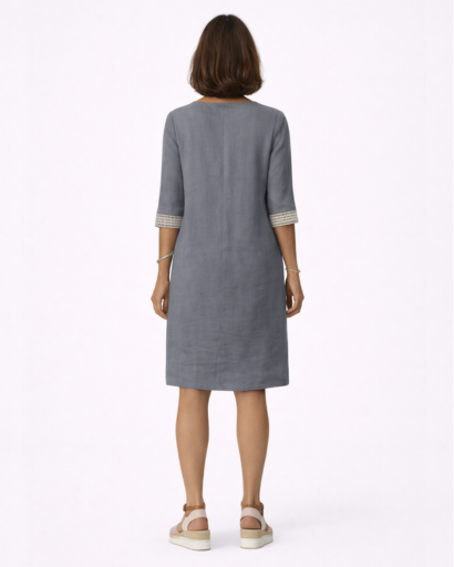 Women’s V-neck embroidered dress with embellished sleeves