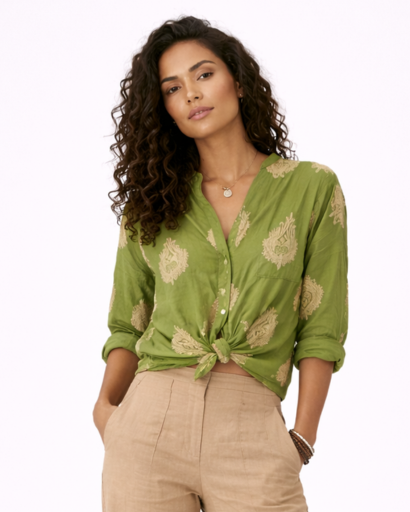 Women’s long-sleeve floral-print shirt