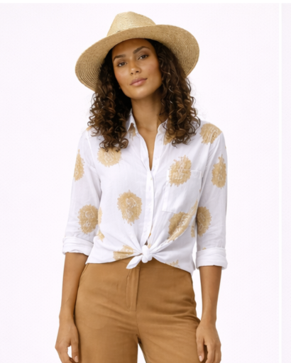 Women’s long-sleeve floral-print shirt