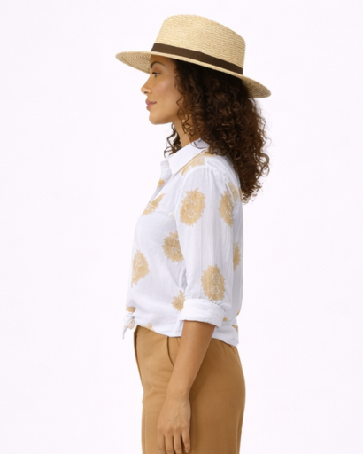 Women’s long-sleeve floral-print shirt