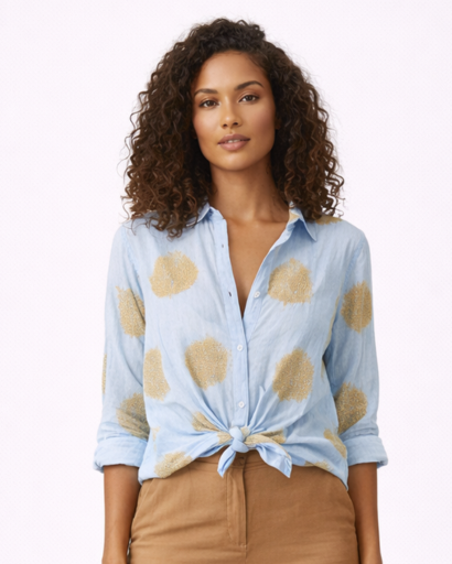 Women’s long-sleeve floral-print shirt