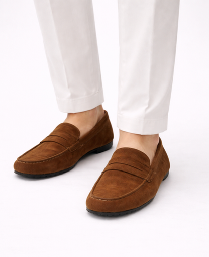 Suede Slip-On Loafer Sandals Women – Round Toe & Cushioned Insole, Smart Casual Patio Season