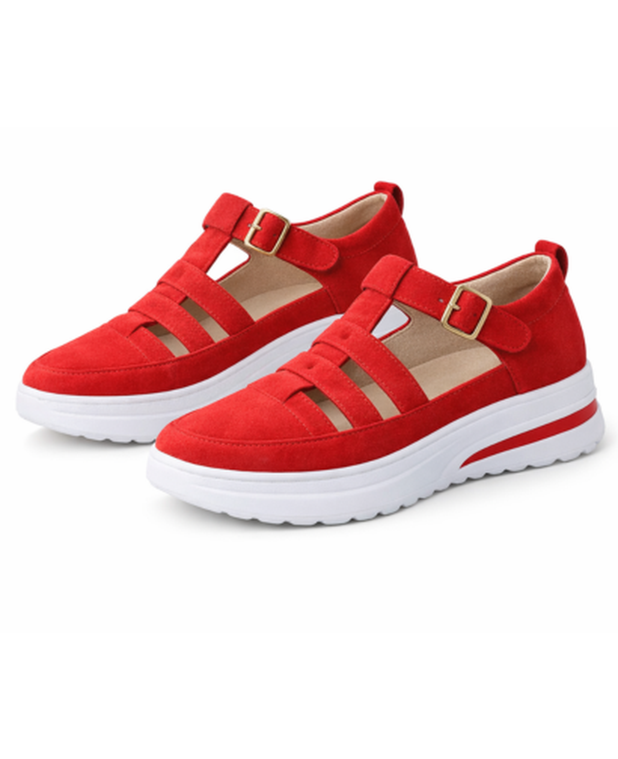 Cut-Out Platform Sneakers Women – Chunky Sole & Strap Closure, Street Style Summer Canada