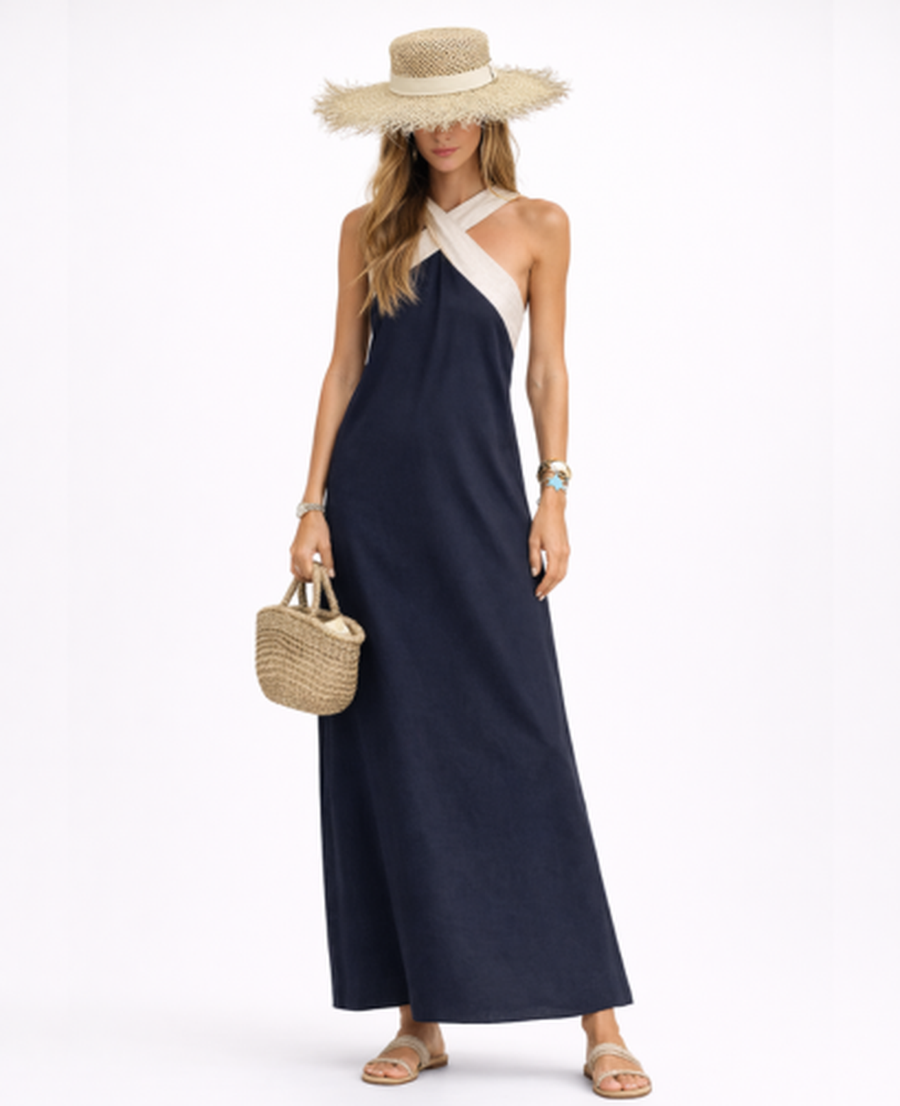 Backless Maxi Dress Women – Open Back & Cross-Over Neckline, Summer Wedding Beach Canada