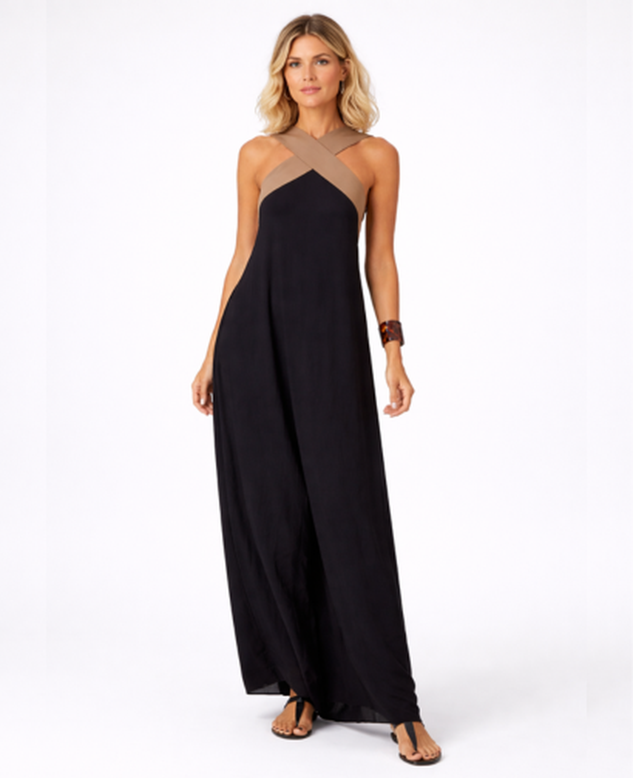 Backless Maxi Dress Women – Open Back & Cross-Over Neckline, Summer Wedding Beach Canada