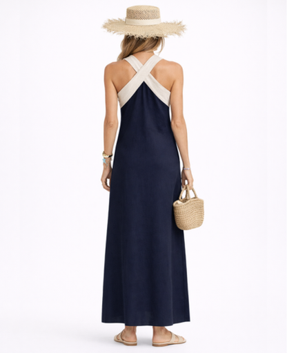Backless Maxi Dress Women – Open Back & Cross-Over Neckline, Summer Wedding Beach Canada