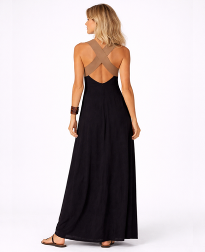 Backless Maxi Dress Women – Open Back & Cross-Over Neckline, Summer Wedding Beach Canada