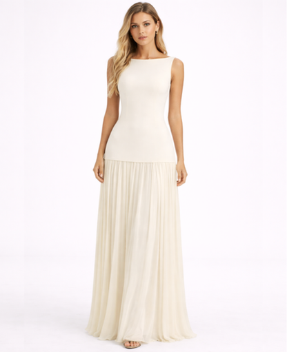 Sleeveless Maxi Dress Women – Fitted Bodice & Pleated Skirt, Summer Wedding Guest Elegant
