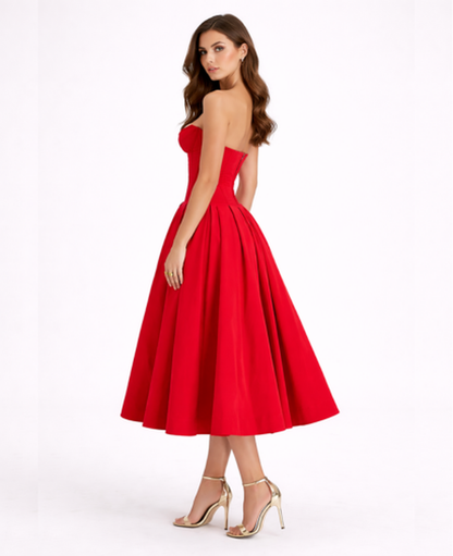 Flared Midi Dress Women – Structured Neckline & Defined Waist, Summer Wedding Guest Canada