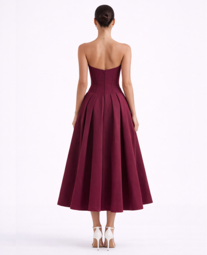 Flared Midi Dress Women – Structured Neckline & Defined Waist, Summer Wedding Guest Canada