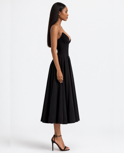 Flared Midi Dress Women – Structured Neckline & Defined Waist, Summer Wedding Guest Canada