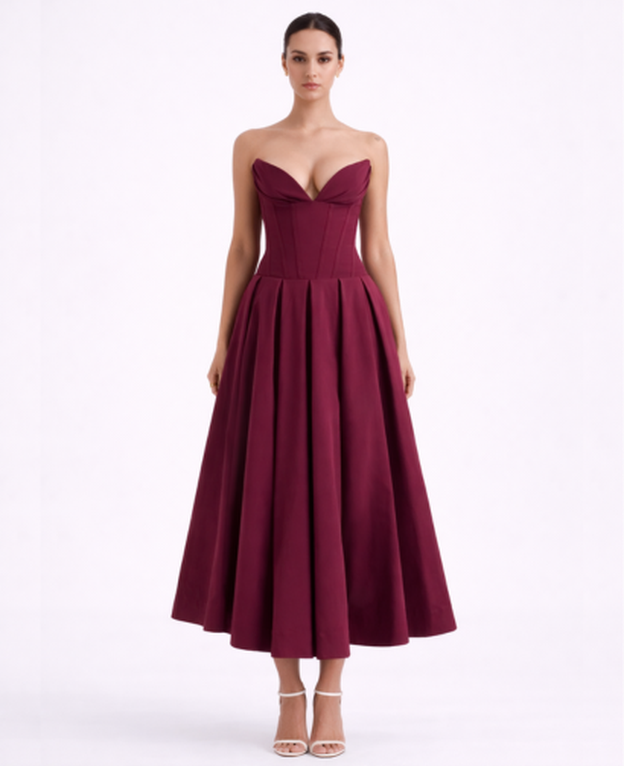 Flared Midi Dress Women – Structured Neckline & Defined Waist, Summer Wedding Guest Canada