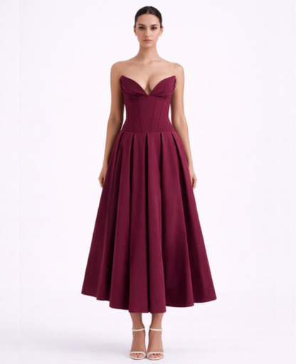 Flared Midi Dress Women – Structured Neckline & Defined Waist, Summer Wedding Guest Canada