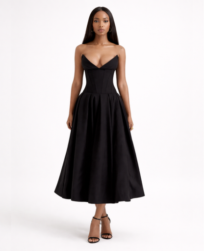Flared Midi Dress Women – Structured Neckline & Defined Waist, Summer Wedding Guest Canada
