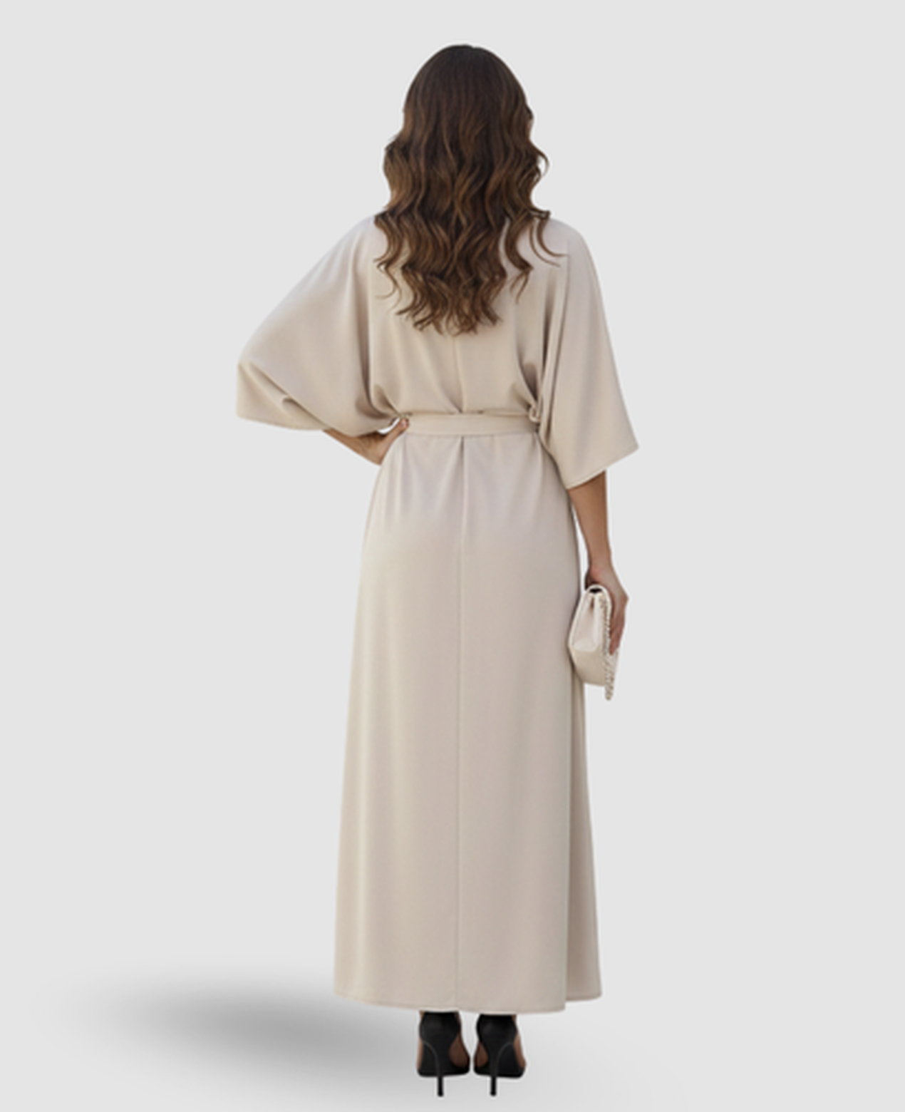 Flowy Maxi Dress Women – Batwing Sleeves & Tied Waist Side Slit, Boho Resort Summer Canada