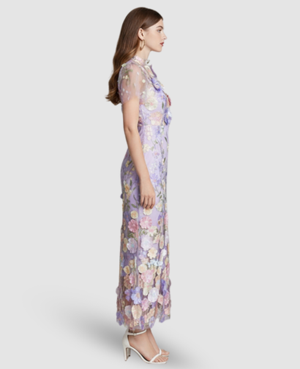 Floral Embroidered Evening Gown Women – Mermaid Silhouette & Sheer Sleeves, Formal Gala Elegant